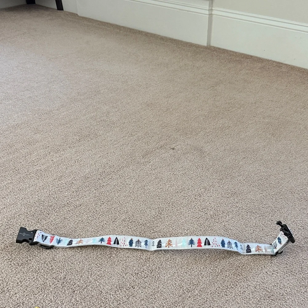 Lucy & Co. Holiday Tree Dog Collar - Gray blue with Multi-Color Trees
